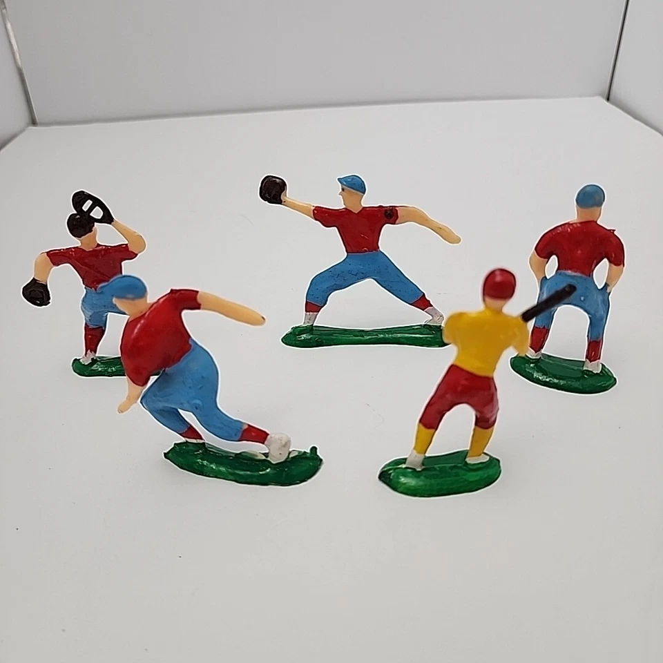 Lote de 5 adornos vintage de plástico para pasteles - jugadores de béisbol Foto 3 de 4