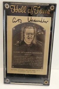  AB Chandler Signed Metal Hall Of Fame Card Autographed