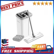 Mop and Bucket with Wringer Set, Hands Free Flat Floor Mop and Bucket, 3 Washabl