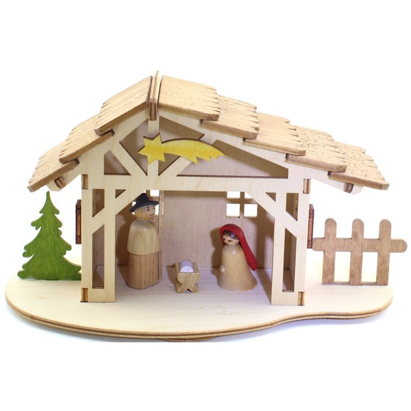 Bastelset Kuhnert Hobaku Krippenstall Krippe Aus Holz Kreativset Zusammenbauen-image