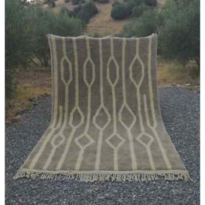taupe moroccan rug , Beni Mrirt rug , Unique Beni ourain rug, New Berber design