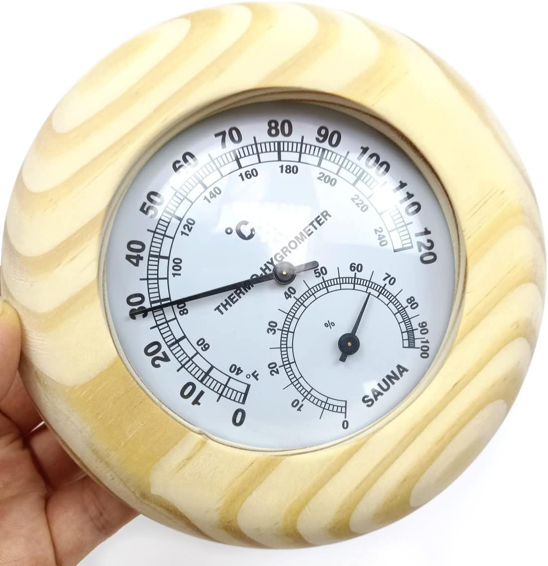 Sauna Thermometer Hygrometer,2 in 1 Indoor Wooden Sauna Fahrenheit