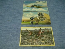 3 Linen Style Post Cards Fighter Planes XF4U-1/G-9 Bomber/B18A Bomber Nice LQQK!