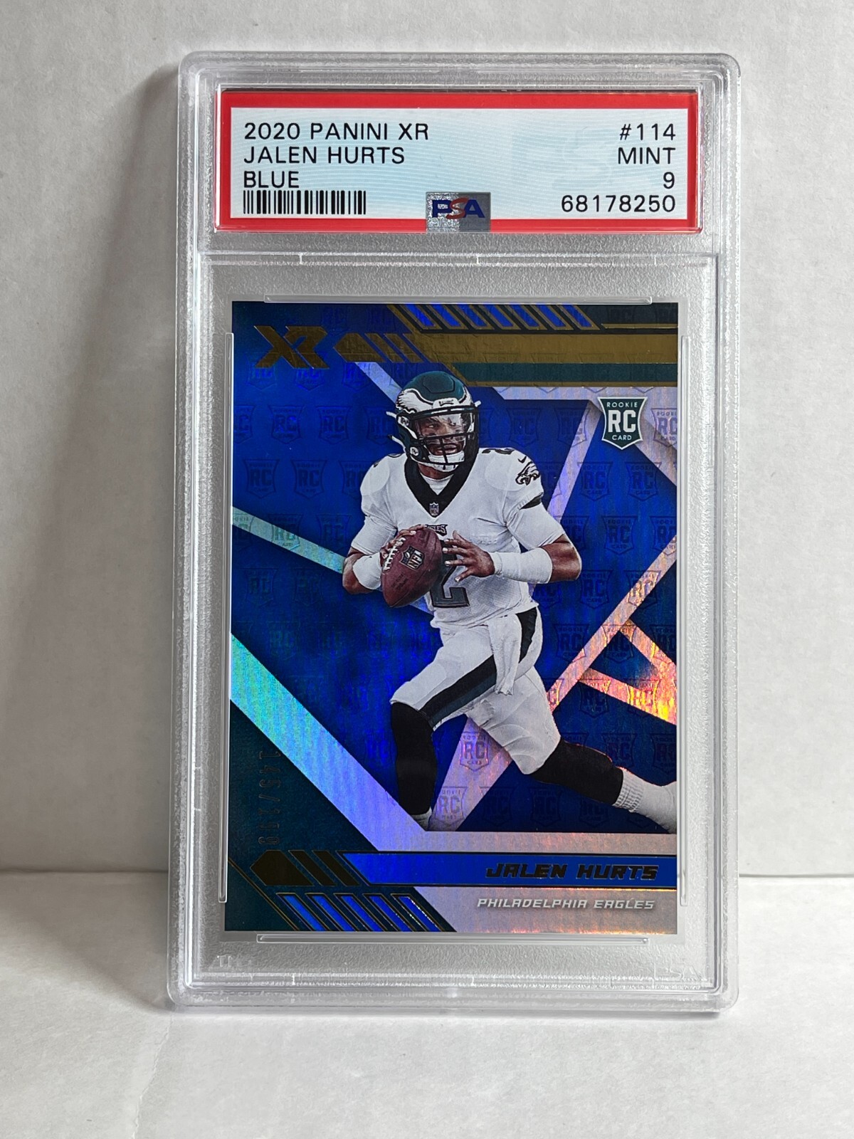 2020 Panini XR Rookie Blue /199 Jalen Hurts #114 Rookie RC PSA 9