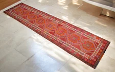 3x12 Runner Turkish Rug Hand Made Long Hallway Kitchen Rug Actual 2.9 x 11.10 ft