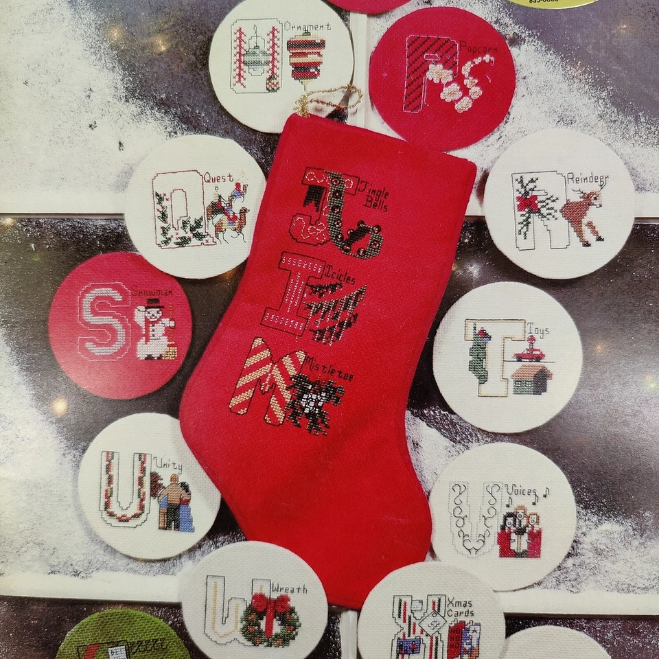 1982 Vtg Christmas Alphabet Design Patterns Needlepoint Cross Stitch Mary Ellen - Image 2 of 4
