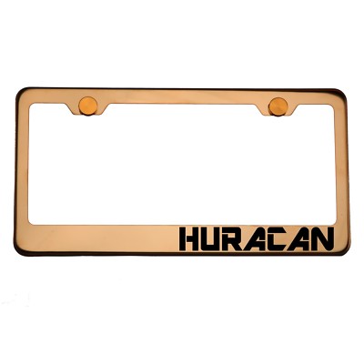 Rose Gold License Plate Frame HURACAN Laser Engraved Aluminum Screw Cap