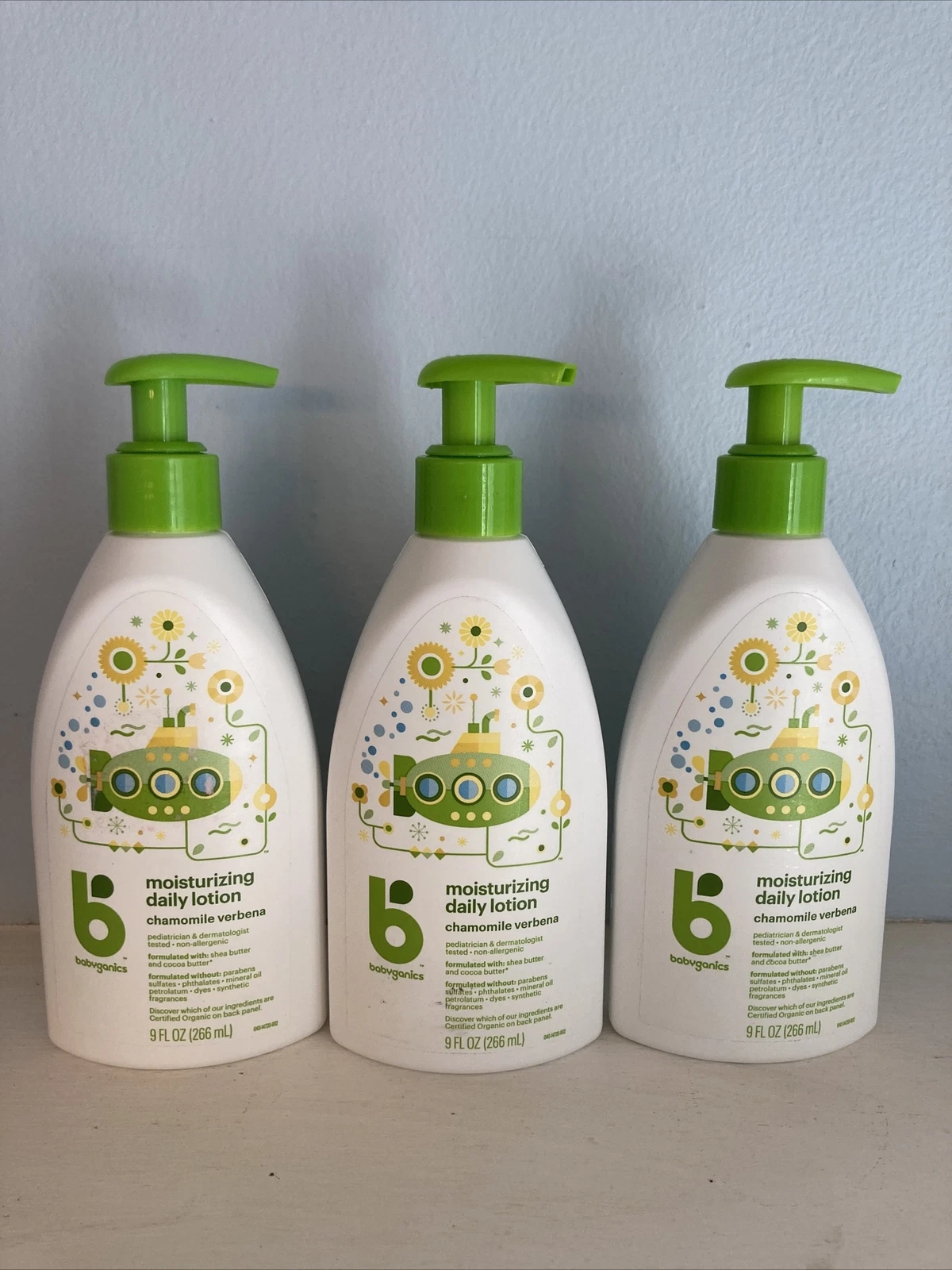 3Ct Babyganics 9oz Chamomile Verbena Moisturizing Daily Lotion With Shea Butter