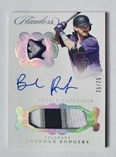 Brendan Rodgers 2019 Flawless PW Dual LOGO PATCH RELIC ON CARD AUTO RC 25/25