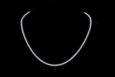 3mm Round Lab Created Diamond 14K White Gold Plated 18'' Tennis Necklace Women's