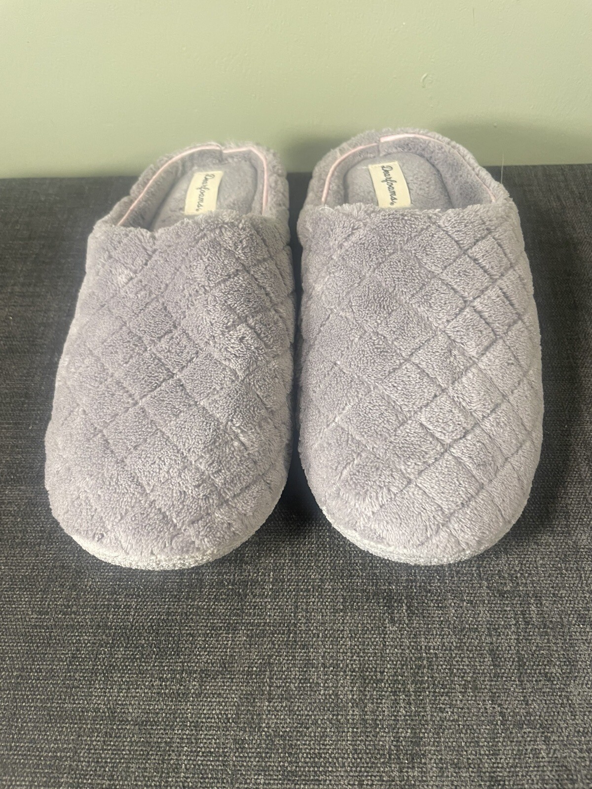 APL Nuove ciabatte Dearfoams donna grigie con memory foam taglia grande L slide 9 10