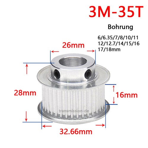3M Riemenscheibe 12-120 Zähne Zahnrad 12T-120T Pulley für Zahnriemen 15mm Breite - Picture 16 of 27