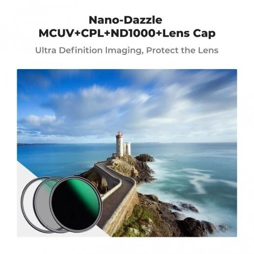 K&F Concept 49mm-82mm CPL+MCUV+ND1000+Lens Cap Lens Filters Kit  NANO-D Series - Image 2 of 4