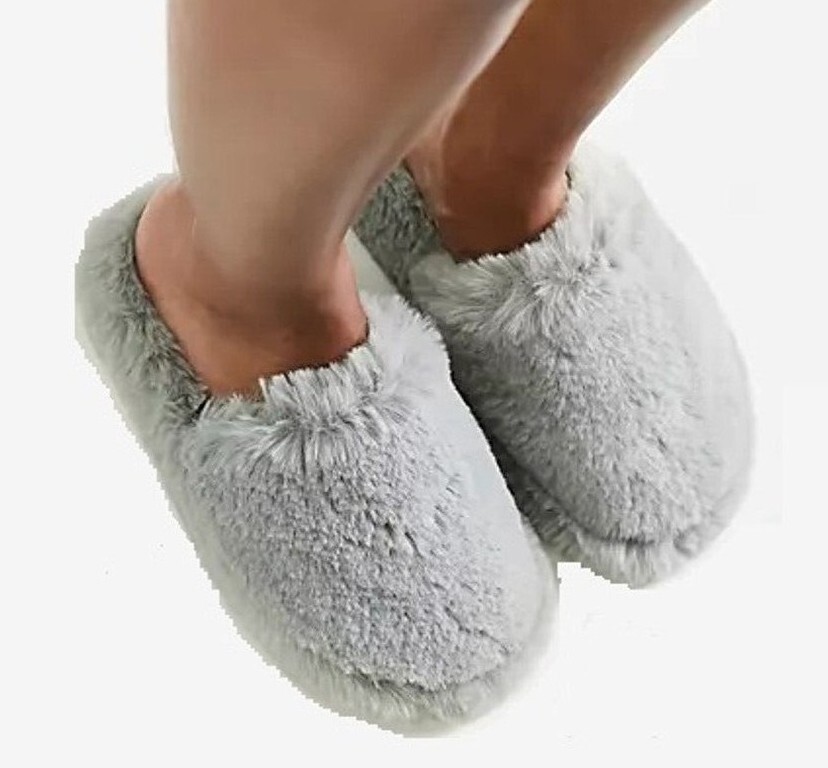 SAOLA Pantofole da donna salopette grigie in pelliccia sintetica suola grossa mulo