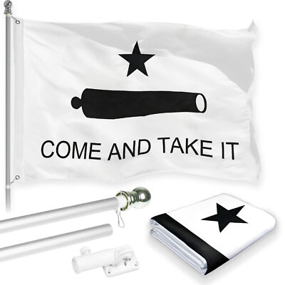 NEW G128 Come and Take It Flag & Flagpole Set, 6FT Silver Pole and 3x5FT 150D