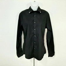 G By Guess Women's Long Sleeve Dress Shirt Size XS Black QI7