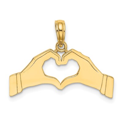 14K Yellow Gold Hands Forming A Heart Pendant