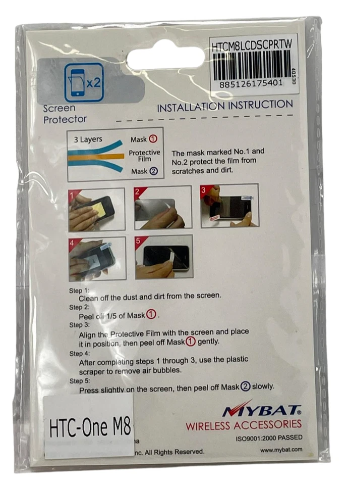 MyBat HTC M8 Screen Protector Twin Pack - Clear - Image 2 of 3