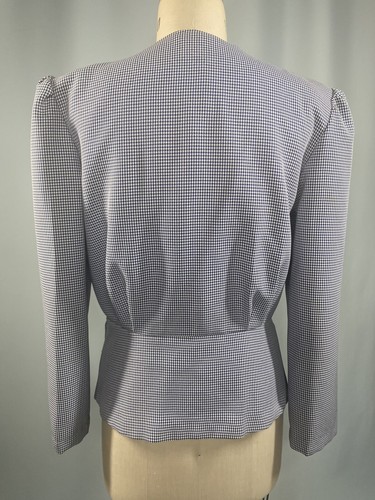 Vintage Jacket SIZE LARGE XL 16 blue houndstooth button 70s 80s 40s REVEL RICHE - Picture 7 of 11