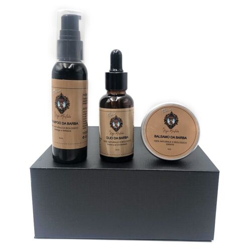 ✅️ set completo cura barba olio balsamo shampoo pettine spazzola forbici baffi - Foto 13 di 16