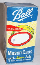 Vtg 1970s Ball Regular Mouth Mason Jar Canning Lids & Bands Original Box~ NOS