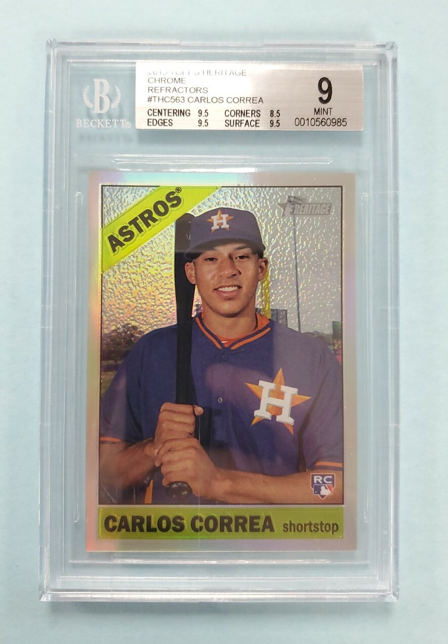2015 Topps Heritage Chrome Carlos Correa Refractor Rookie #563 Card /566 BGS 9