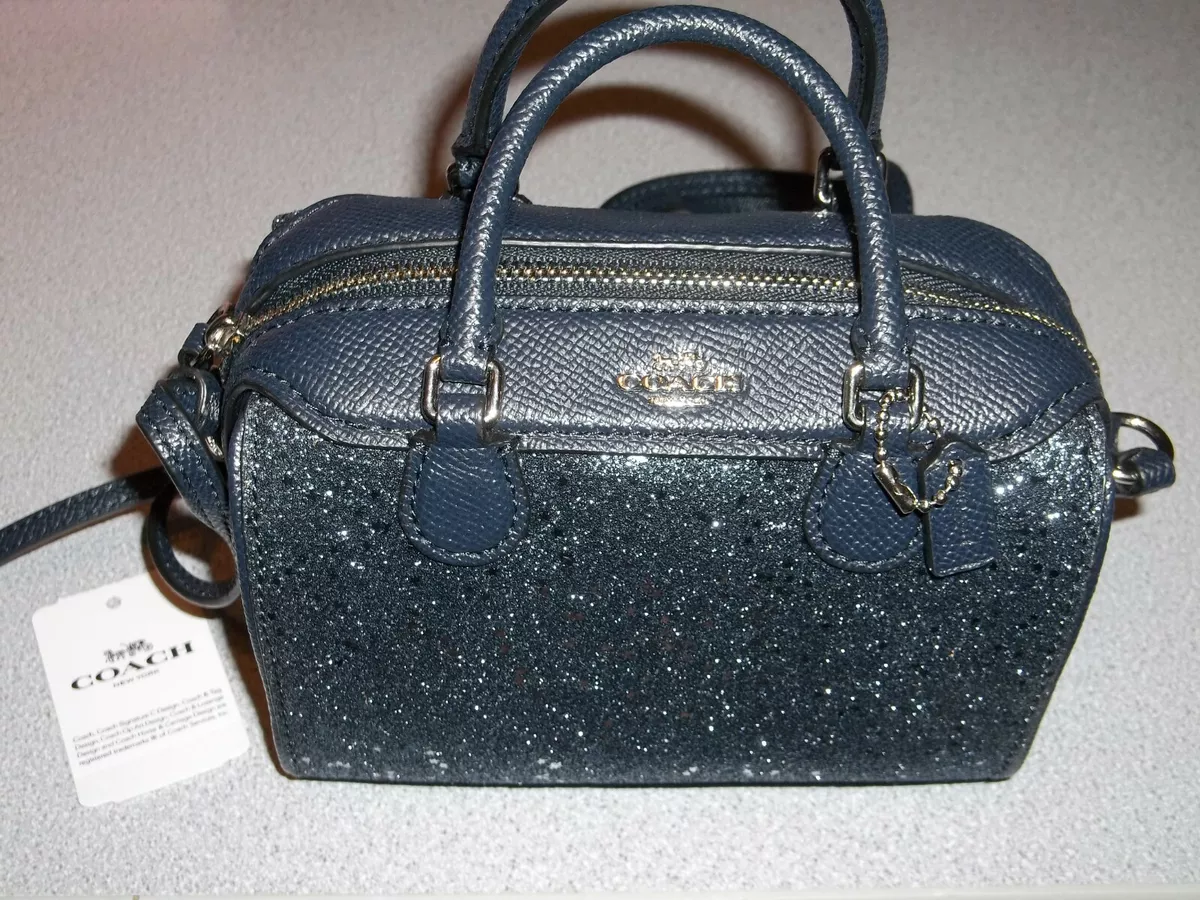 Rare Coach Star Glitter Dark Blue Micro Bennett Crossbody Satchel Purse ~  NEW