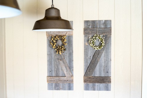 BarnwoodUSA Rustic Farmhouse Decorative Reclaimed Wood Window Shutters, 6 colors - Picture 4 of 39
