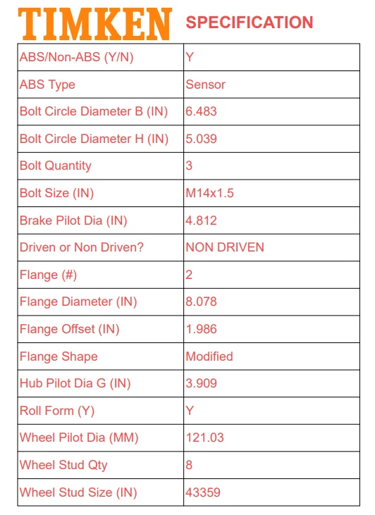 2PCS Timken Front Wheel Bearing & Hub For 06-08 Dodge Ram 3500 2500 Pickup 2WD - Image 3 of 4