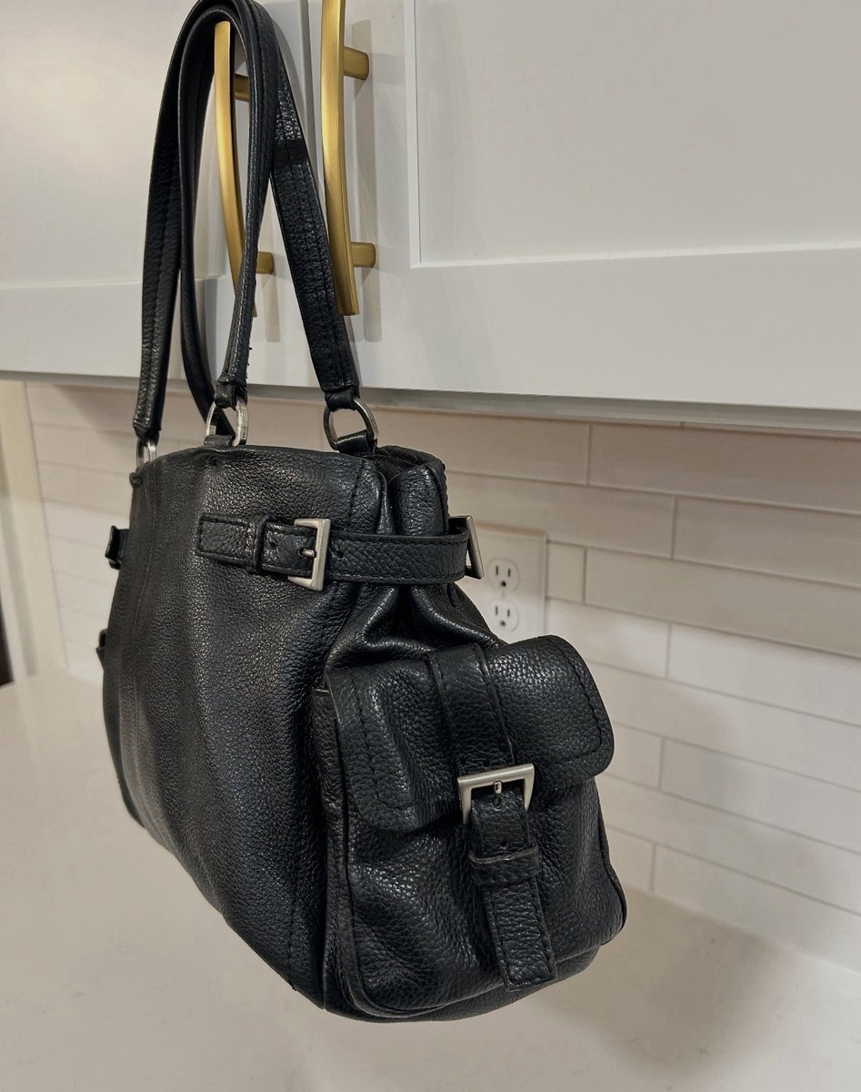 PRADA Black Vitello Daino Leather Buckle Shoulder Bag | eBay