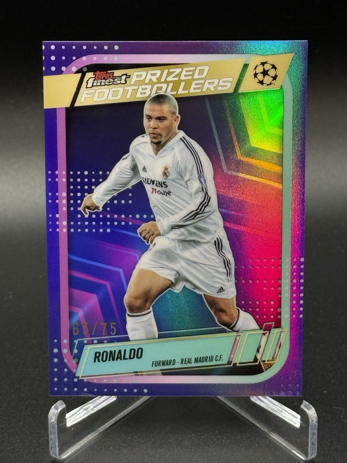 2025-26 Topps Finest UEFA PF-18 Ronaldo Real Madrid Purple Refractor /75