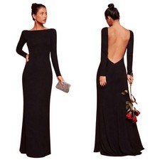 Reformation Dress Womens Size 4 Black Rome Open Back Maxi Gown Formal Cocktail