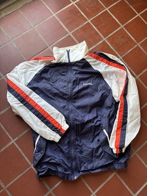 Vintage Spalding Windbreaker Jacket Navy Blue White Red Full Zip Mens Large 90s