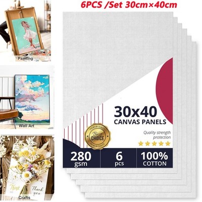 6PCS A3 BLANK CANVAS BOARD PRIMED ACRYLIC & OIL ARTIST PAINTING 40cm x ...