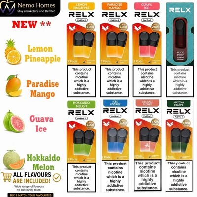 relx vape pod Pro & Relx Pods Pro & Cotton Pods | NEW Flavours inc | Relx Pro Nicotine Salt Vape Flavours:Blue Rancher Ice vuse alto artist Vuse