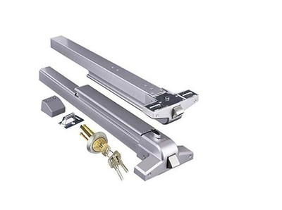 Door Push Bar Panic Exit Device w/ Exterior Lever Emergency Lock Stainless - NEW