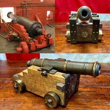 Vintage Solid Bronze Barrelled Powder Firing 18/19thC Naval Signal Cannon Model