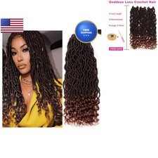 6 Packs Goddess Locs Crochet Hair Wavy Curly Faux Locs Synthetic Extensions 14"