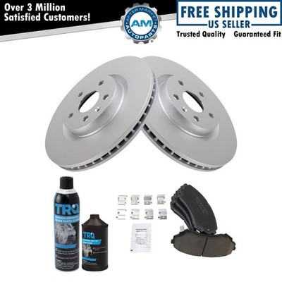 Front Ceramic Brake Pad & Coated Rotor Kit w/Chemicals for Cadillac CTS