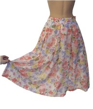 Vintage 90's Floral Fairy Flowy Floaty Midi Maxi Skirt size 4-6 Whimiscal boho
