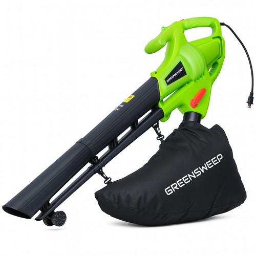 GreenSweep 3-in-1 Leaf Blower Vacuum Mulcher 15A - Electric Yard Cleaner