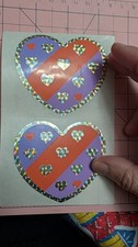 Vintage Stickers Prism Hearts Lot Of 2
