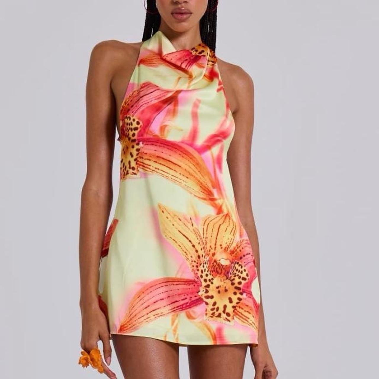 NWT Jaded London Lucia Backless Mini Dress With Flower Detail size 0