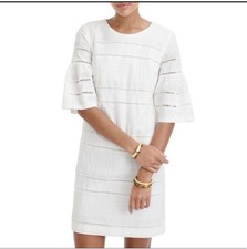 J.Crew Womens Flutter Sleeve Eyelet Shift Dress Size 0 White