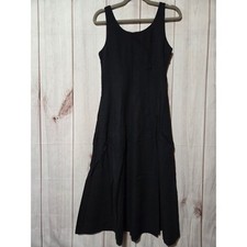A New Day Womens Sleeveless Midi Dress Black Cotton Rayon Fit Flare Pockets 2