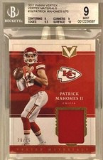 /75 BGS 9 RC Patrick Mahomes 2017 Vertex Materials Rookie Patch .5 Away from 9.5