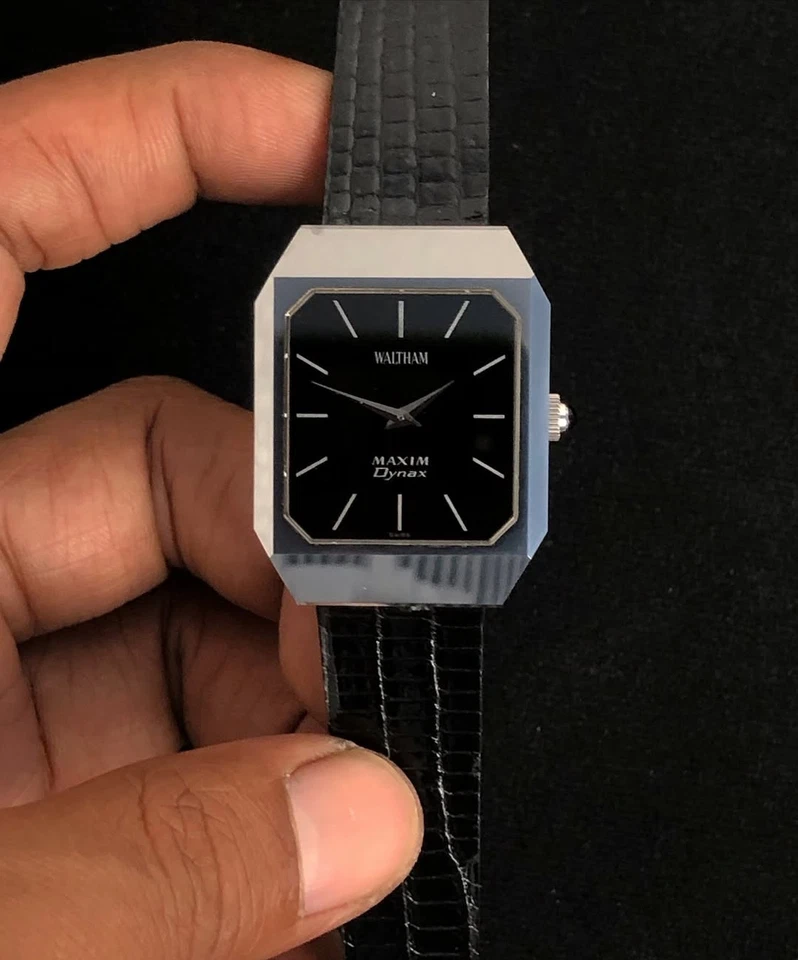 Редкие мужские винтажные вольфрамовые часы WALTHAM Maxim Dynax с черным циферблатом - Изображение 3 из 4
