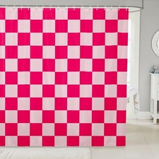 Checkered Shower Curtain Teen Boho Modern Cute Aesthetic Decorative Girly Bat...