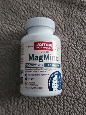 Jarrow Formulas Vegan MagMind 60 Veggie Capsules 1 G Magtein Productivity