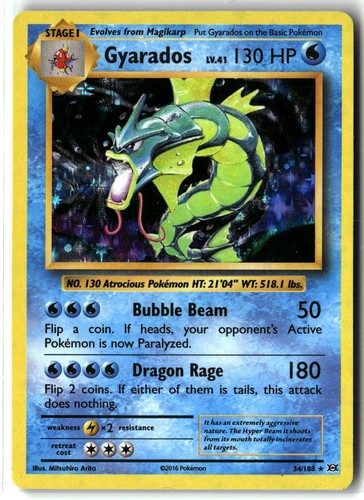 2016 Gyarados ⭐️ 34/108 Holo Rare Evolutions Pokemon LP